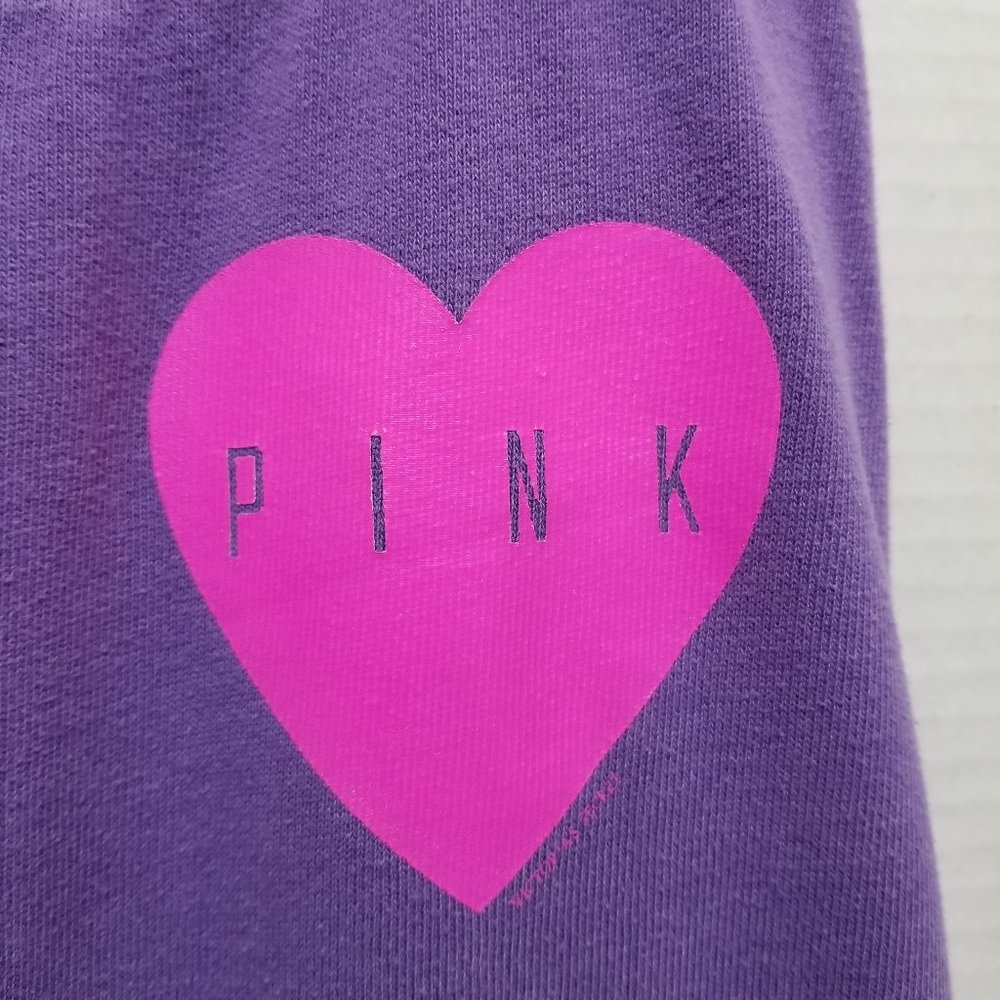 Victoria's Secret PINK pants XS heart logo graphic cropped capri sweats lounge - Picture 5 of 15